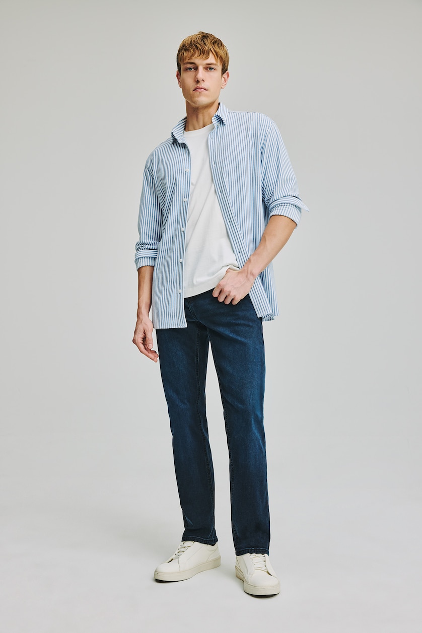Erkek Mavi Siyah Sergio Regular Fit Jean Pantolon