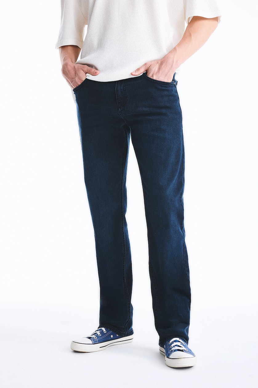Men Blue Black Sergio Regular Fit Regular Waist Straight Leg Jeans