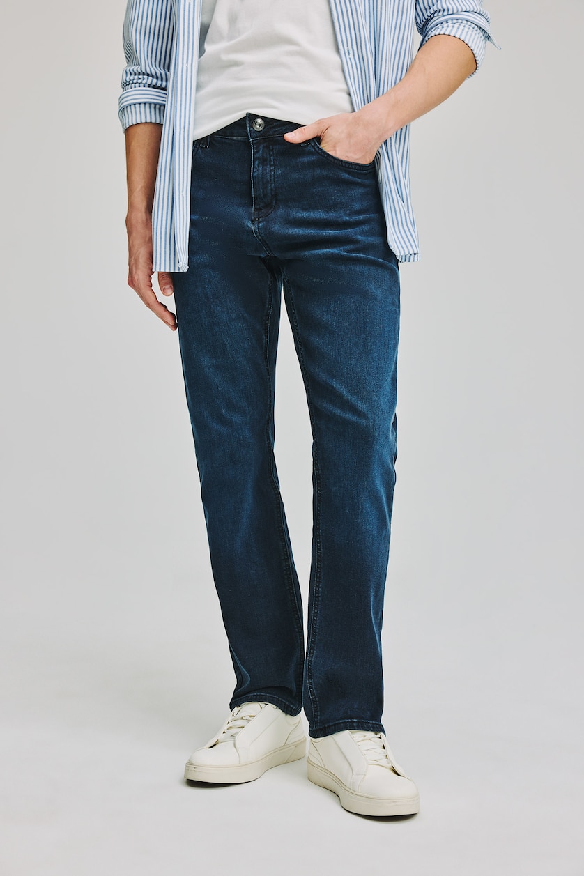 Erkek Mavi Siyah Sergio Regular Fit Jean Pantolon