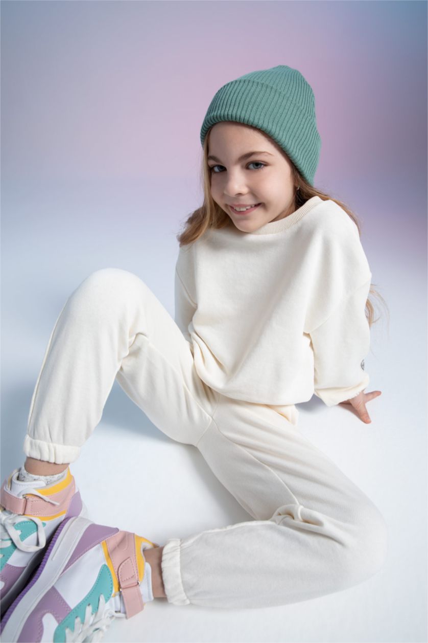 GIRLS & TEENS Beige Girl Jogger Standard Fit Pocket Detailed Jogger Tracksuit Bottom