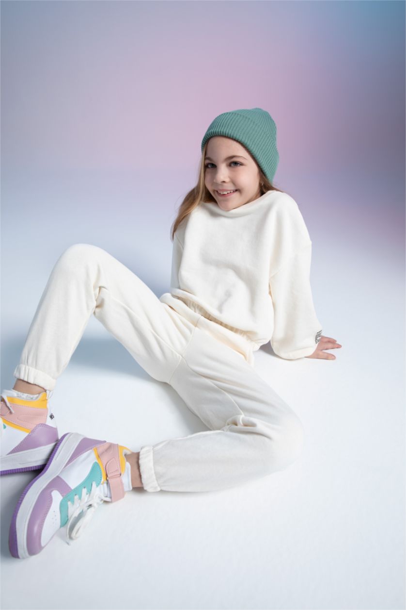 GIRLS & TEENS Beige Girl Jogger Standard Fit Pocket Detailed Jogger Tracksuit Bottom