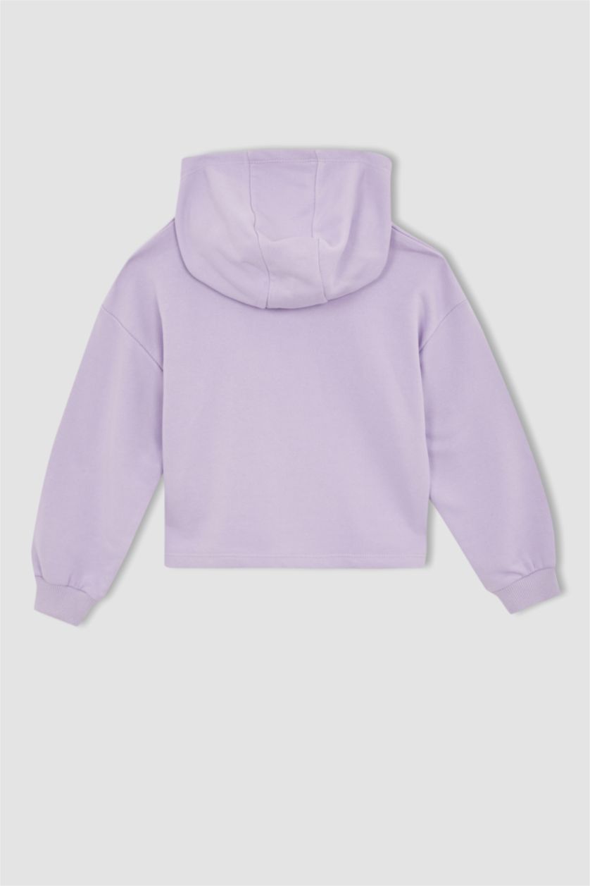 بنات أرجواني فاتح هودي بناتي مطبوع بغطاء للرأس