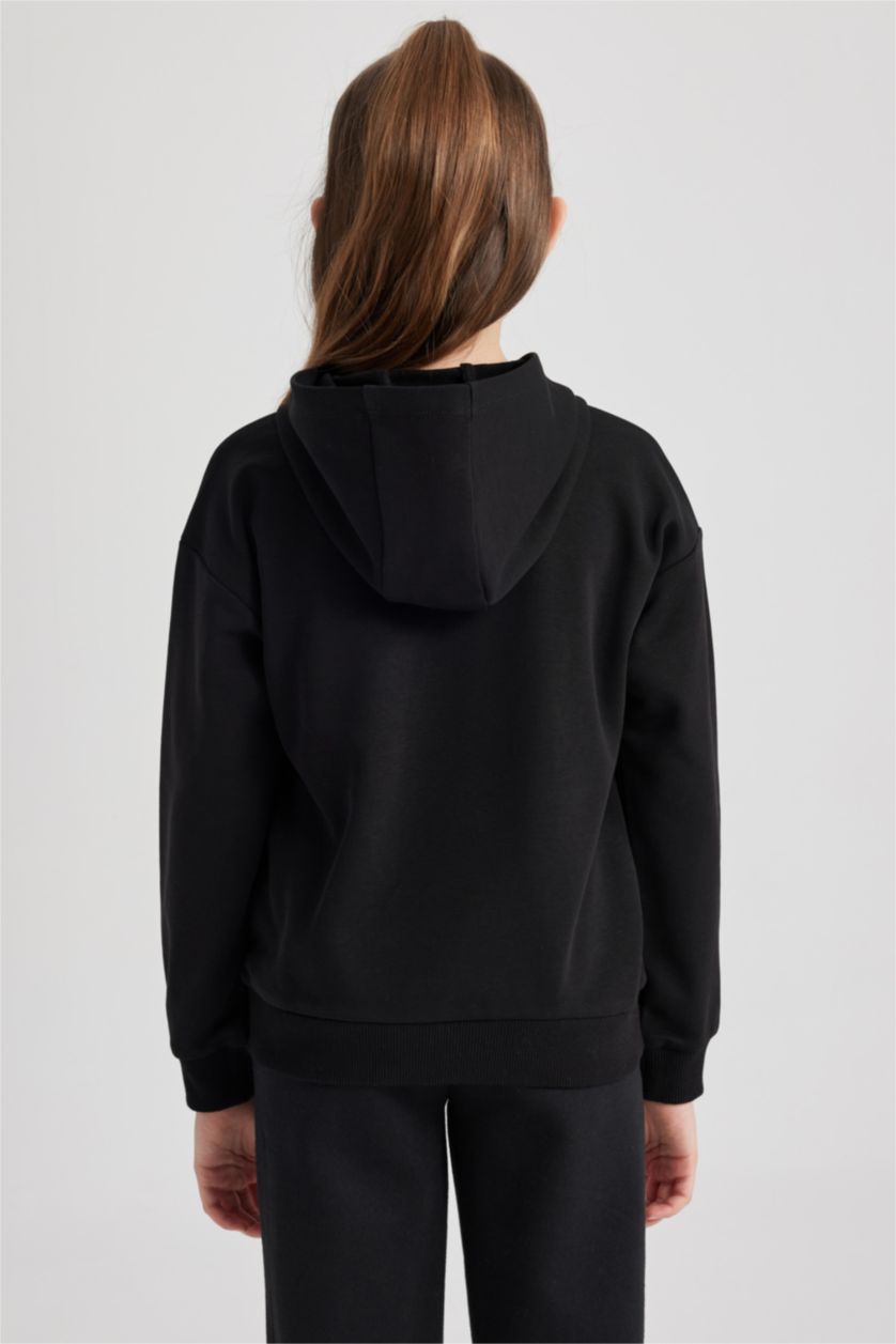 بنات أسود سويت شيرت قصة عادية بغطاء للرأس مرخص من Harry Potter