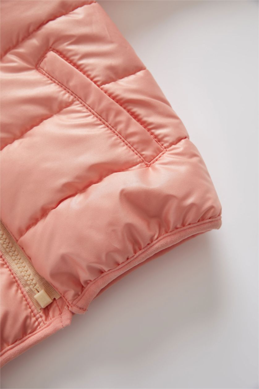 BABY GIRL Salmon Baby Girl Water Repellent Hooded Inflatable Long Coat