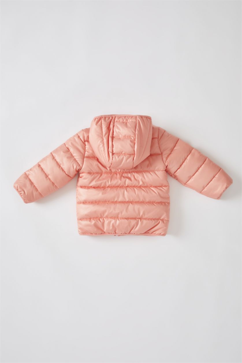 BABY GIRL Salmon Baby Girl Water Repellent Hooded Inflatable Long Coat
