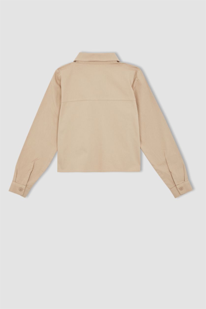 بنات بيج قميص جبردين قصير الأكمام للفتيات