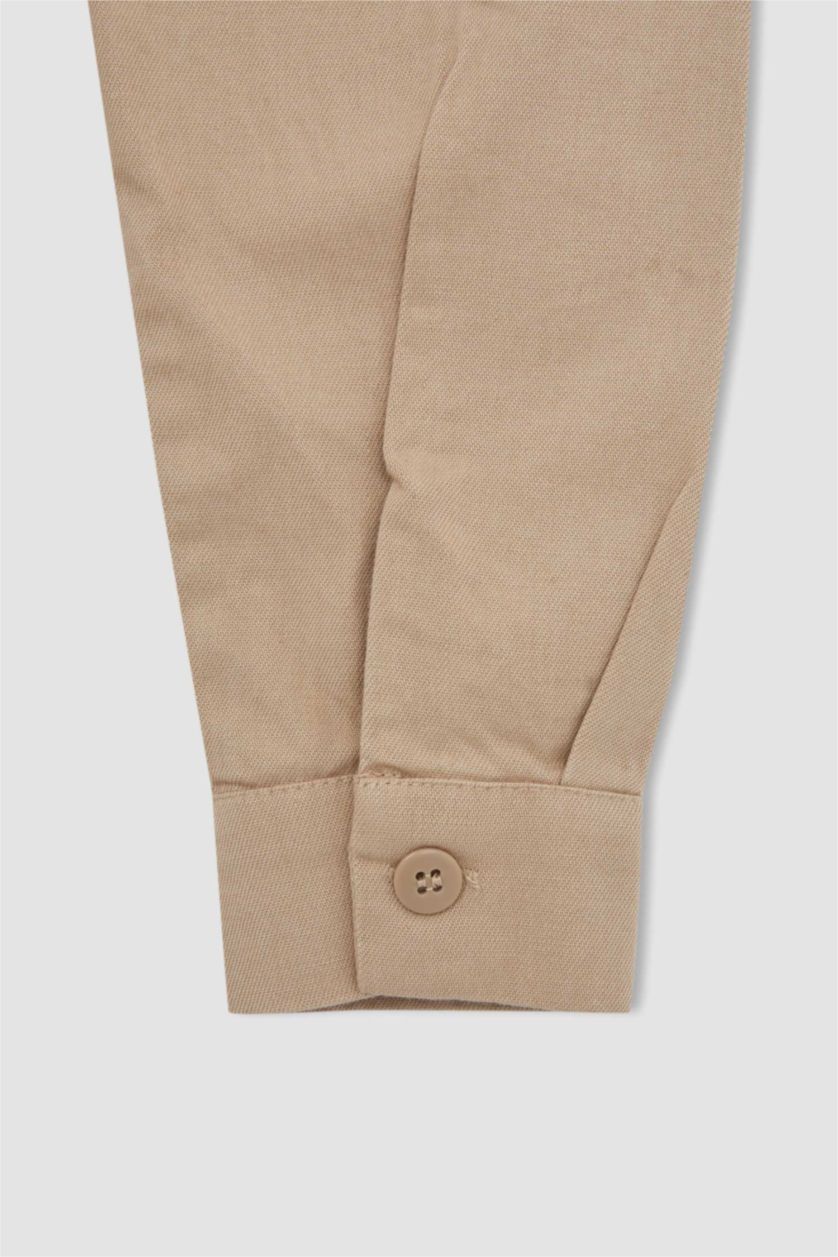 بنات بيج قميص جبردين قصير الأكمام للفتيات