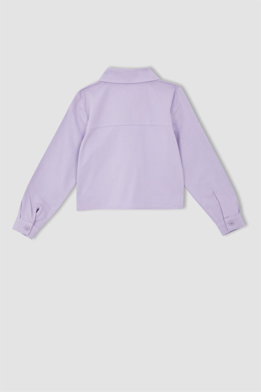 FILLES Violet Chemise courte en gabardine à manches longues pour fille