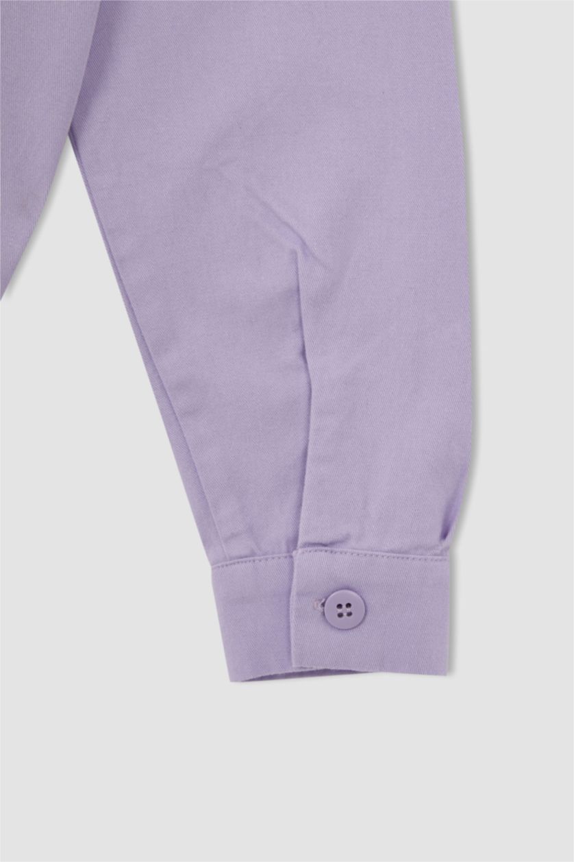 FILLES Violet Chemise courte en gabardine à manches longues pour fille