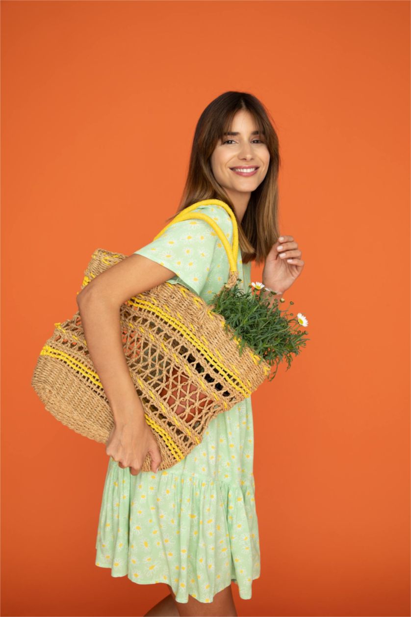 WOMAN Yellow Wicker Shoulder bag