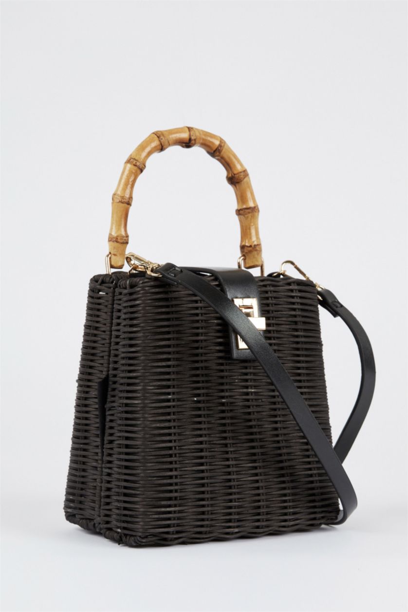 Kadın Siyah Kadın Büyük Hasır El Çantası