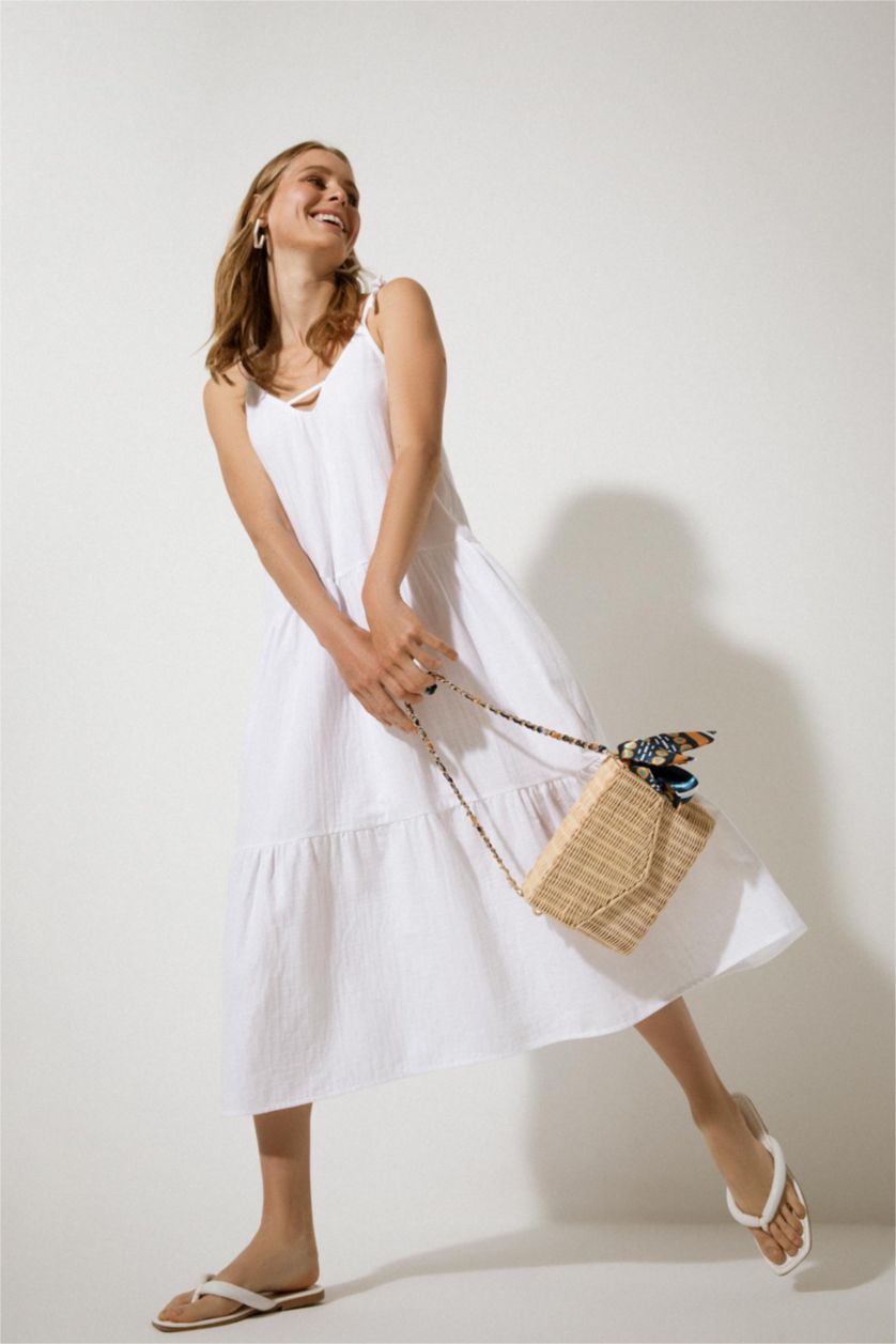 Kadın Kum Hasır Çapraz Çanta