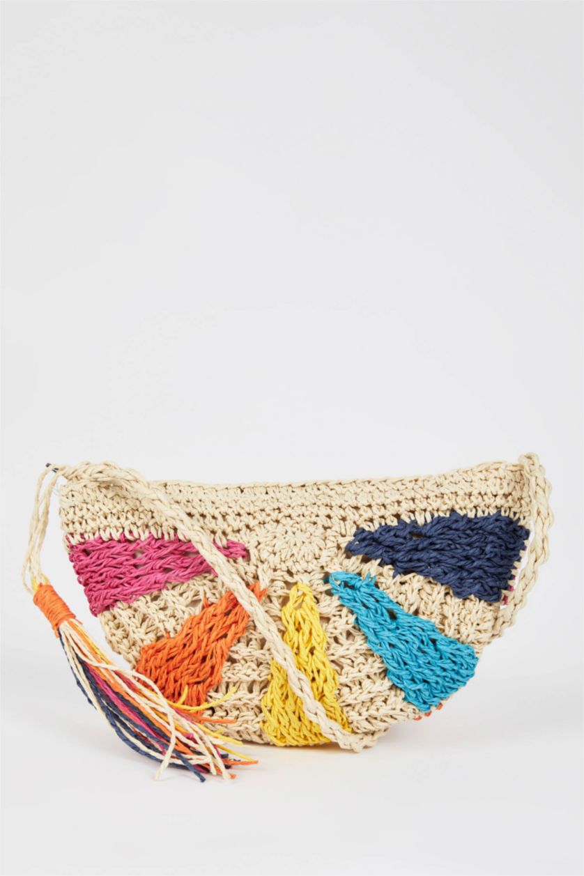 Kadın Kum Hasır Çapraz Çanta