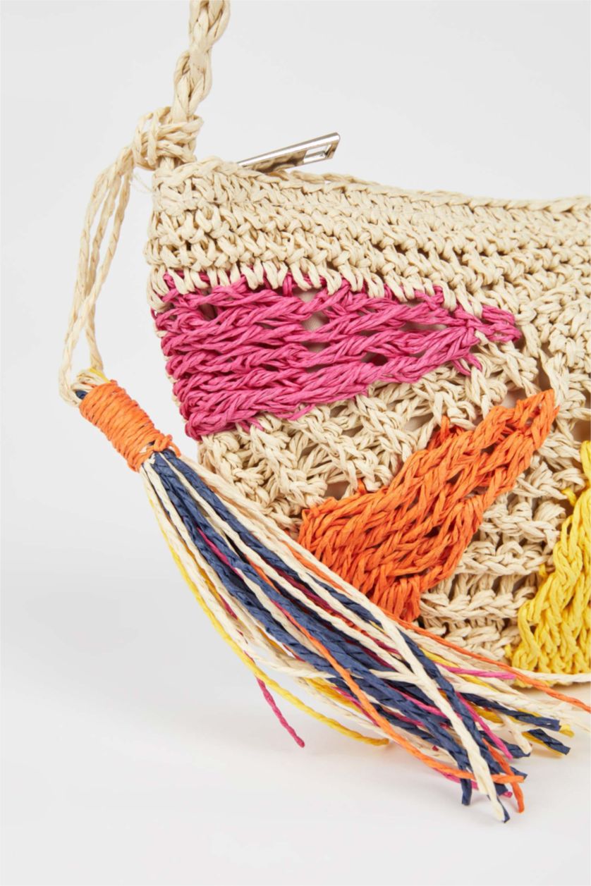 Kadın Kum Hasır Çapraz Çanta