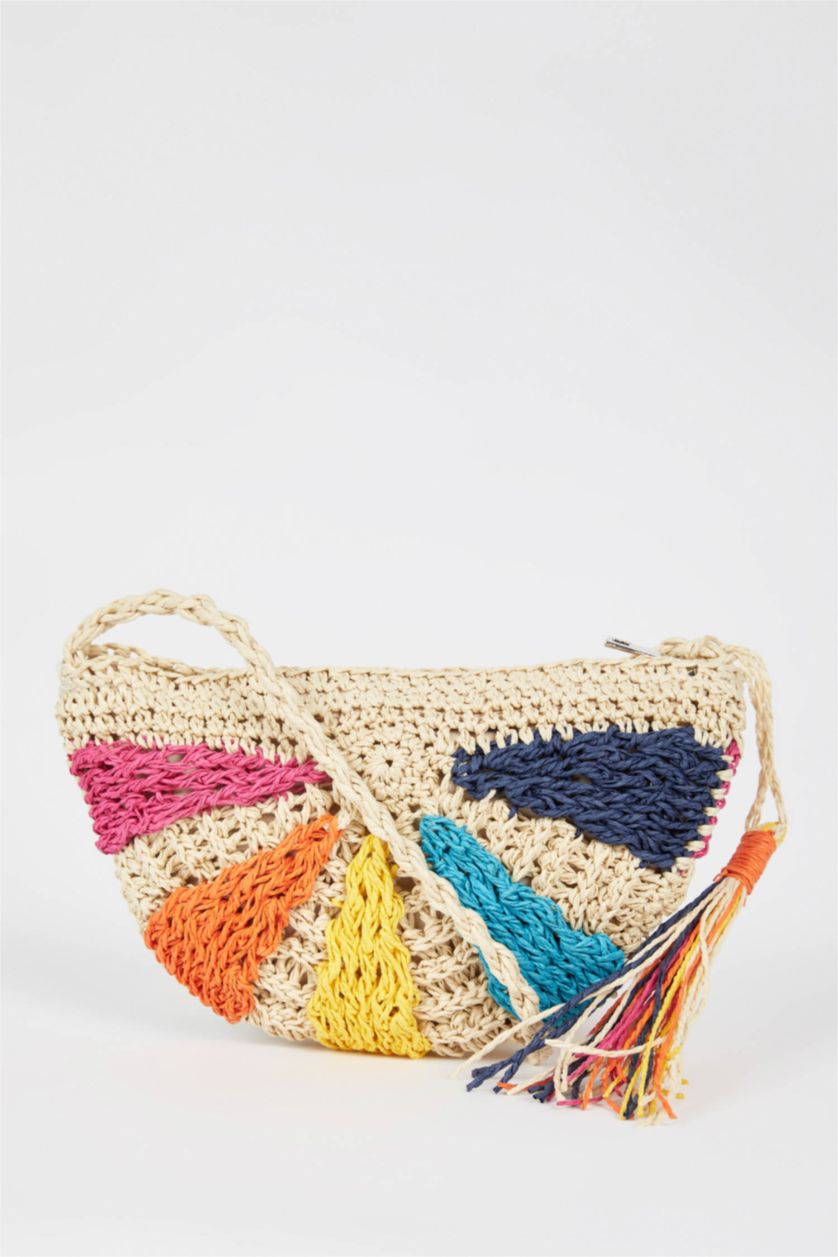 Kadın Kum Hasır Çapraz Çanta