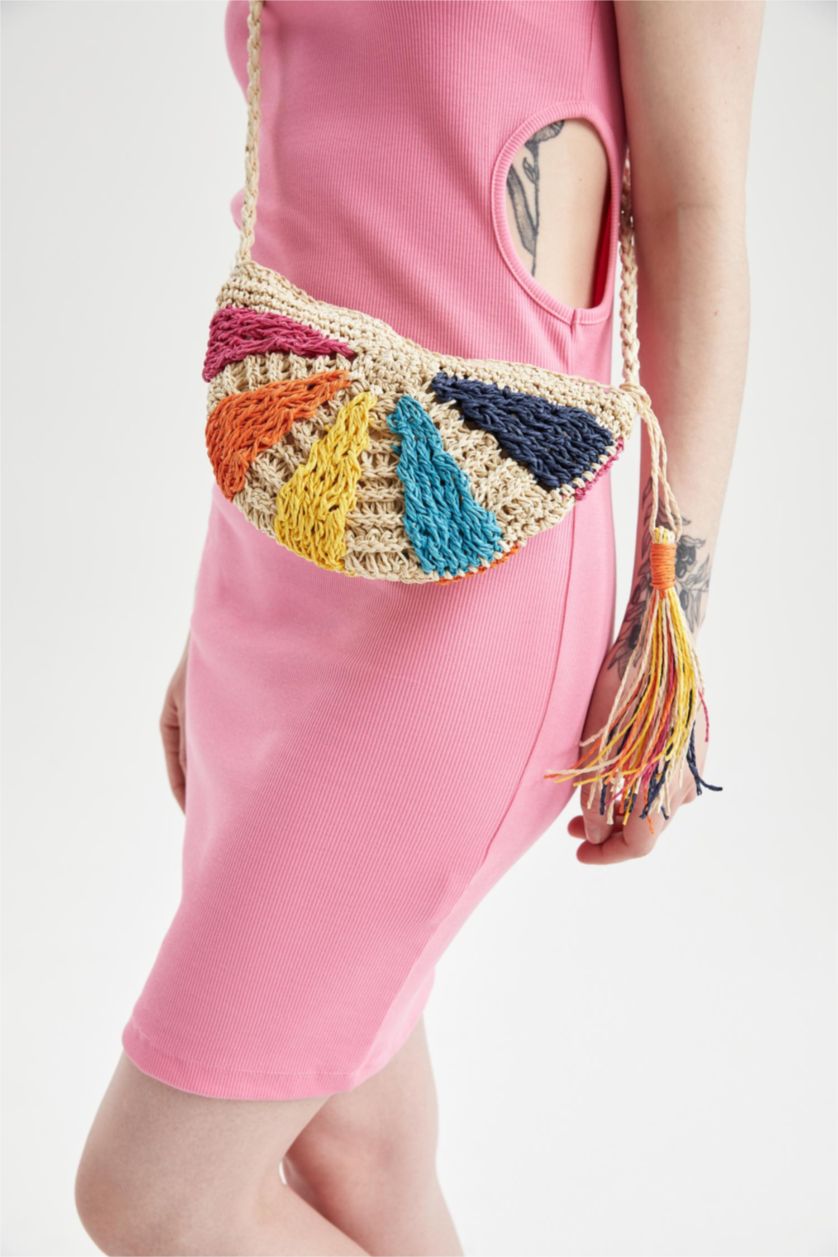 Kadın Kum Hasır Çapraz Çanta