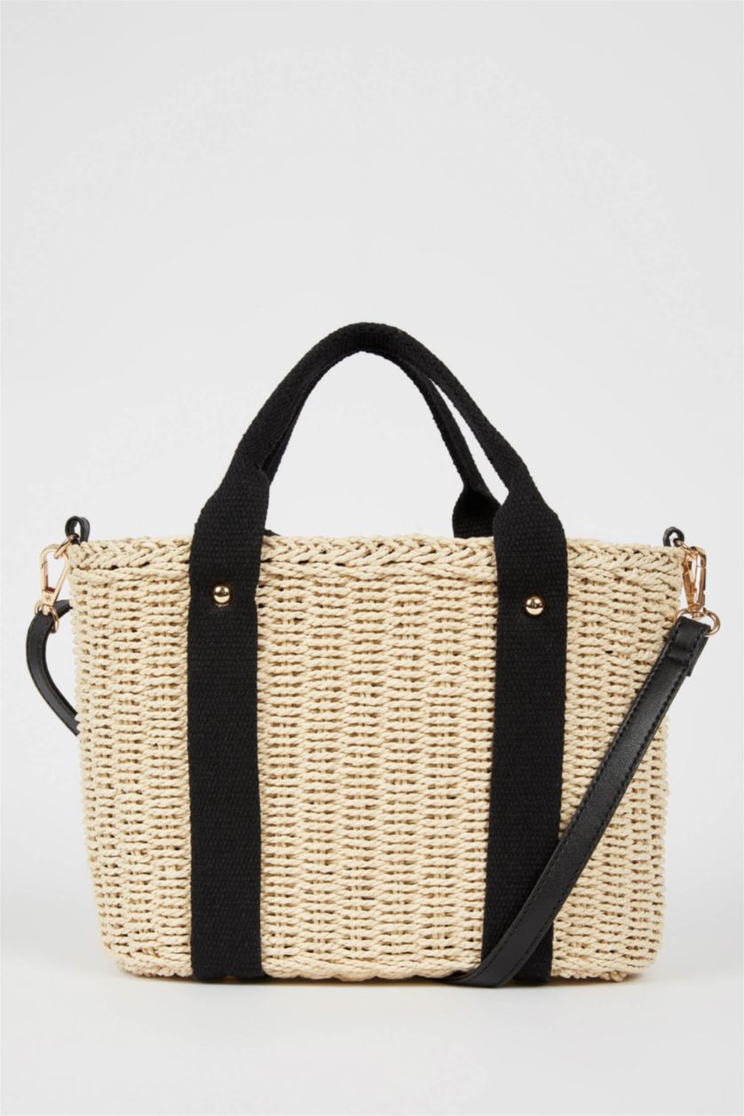 Kadın Kum Kadın Büyük Hasır Çapraz Çanta