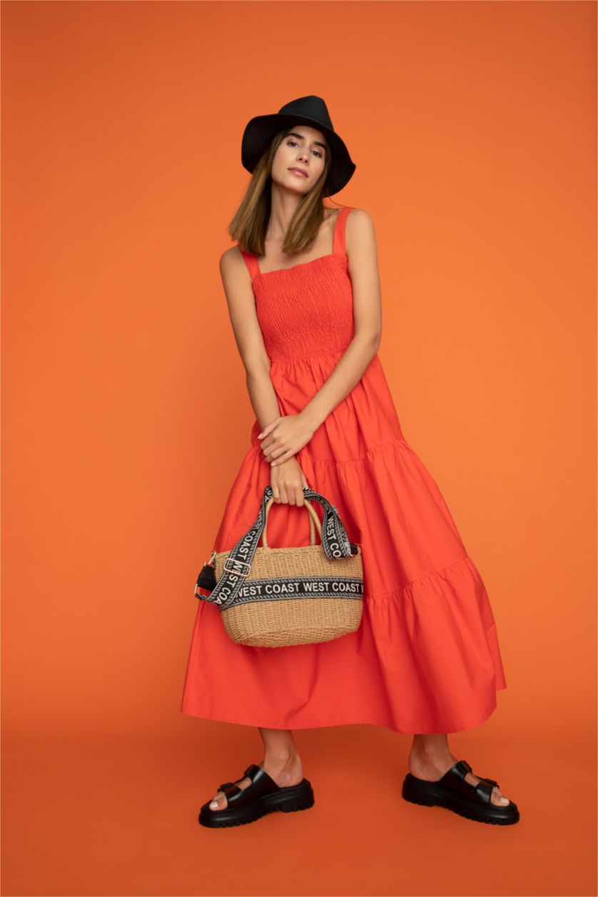 Kadın Vizon Kadın Büyük Hasır Çapraz Çanta