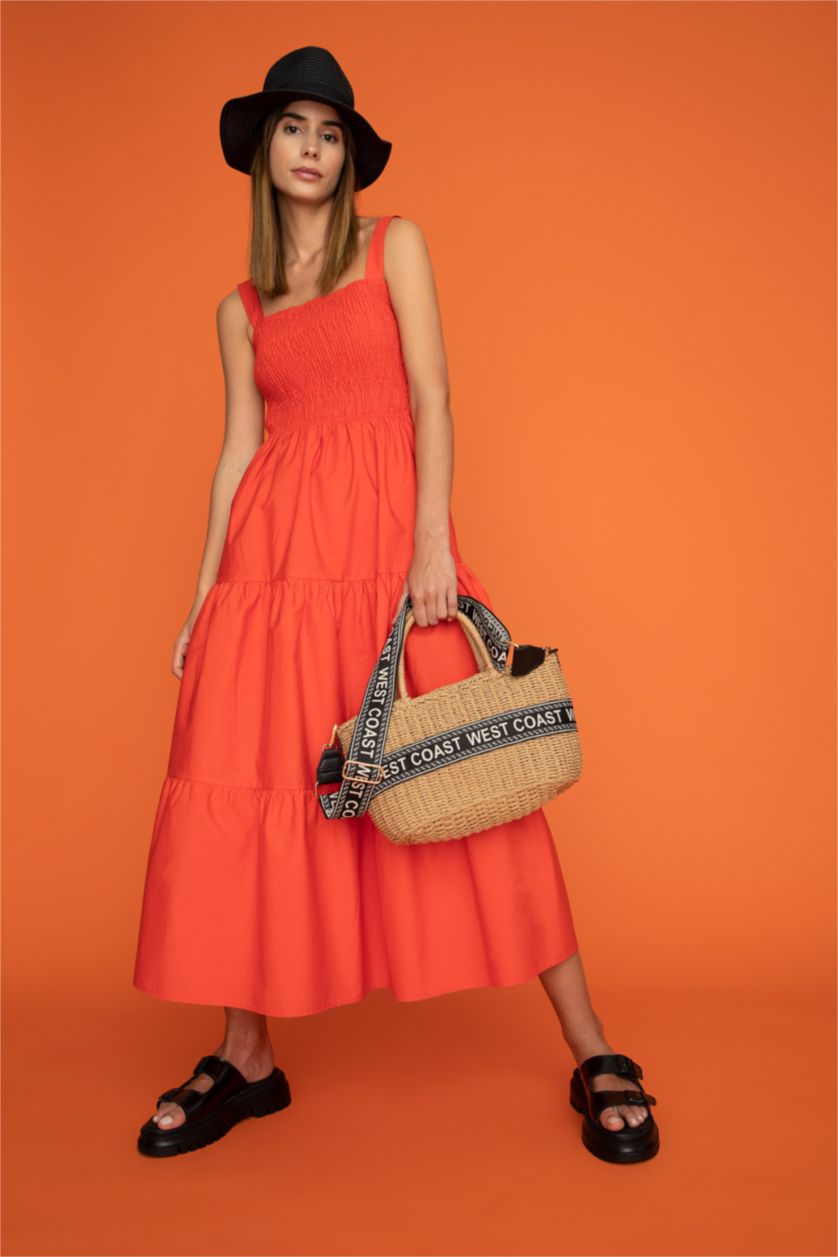 Kadın Vizon Kadın Büyük Hasır Çapraz Çanta