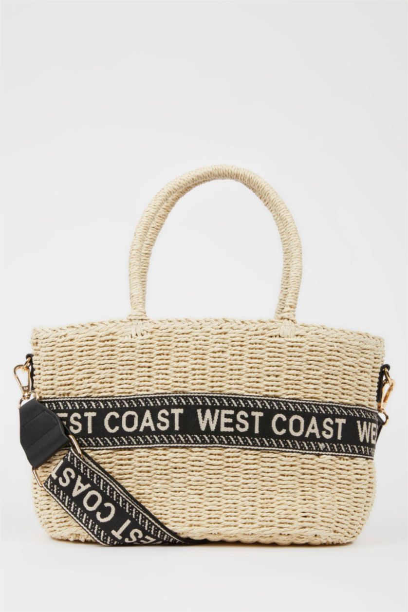 Kadın Açık Kum Kadın Uzun Askılı Hasır Çapraz Çanta