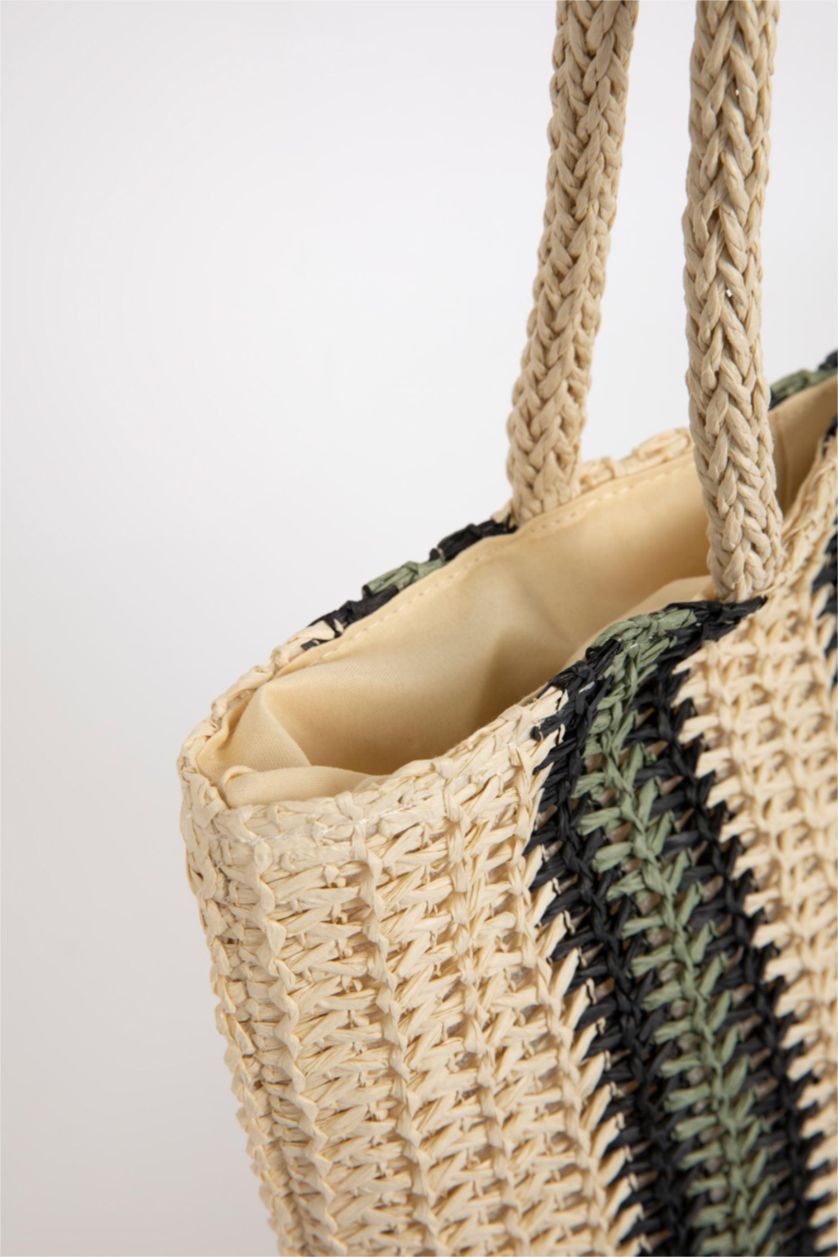 Kadın Yeşil Kadın Büyük Hasır Omuz Çantası