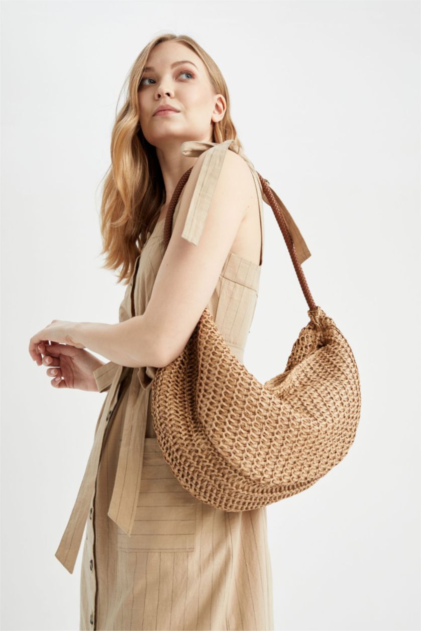 FEMME Beige Sac bandoulière Osier