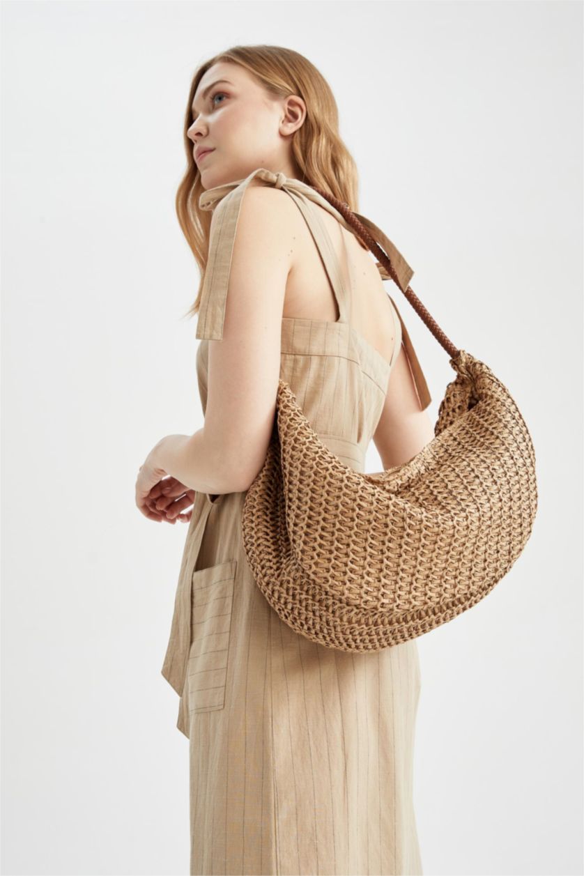 FEMME Beige Sac bandoulière Osier