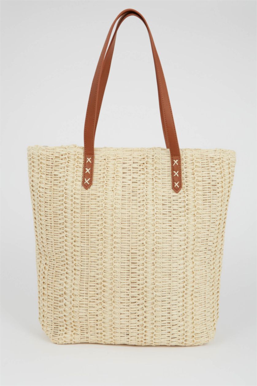 Kadın Kum Kadın Büyük Çapraz Hasır Çanta