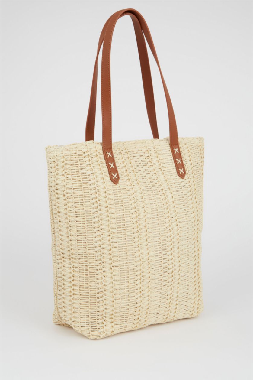 Kadın Kum Kadın Büyük Çapraz Hasır Çanta