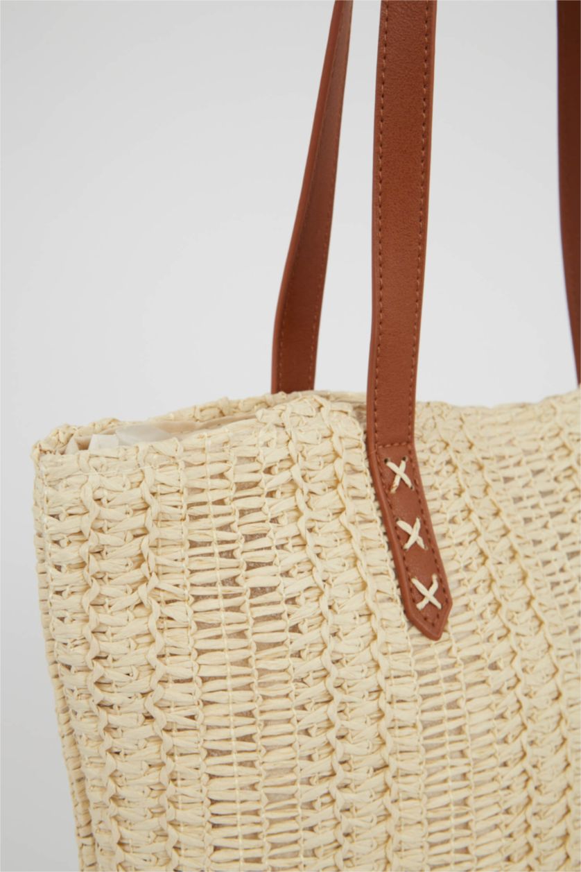 Kadın Kum Kadın Büyük Çapraz Hasır Çanta
