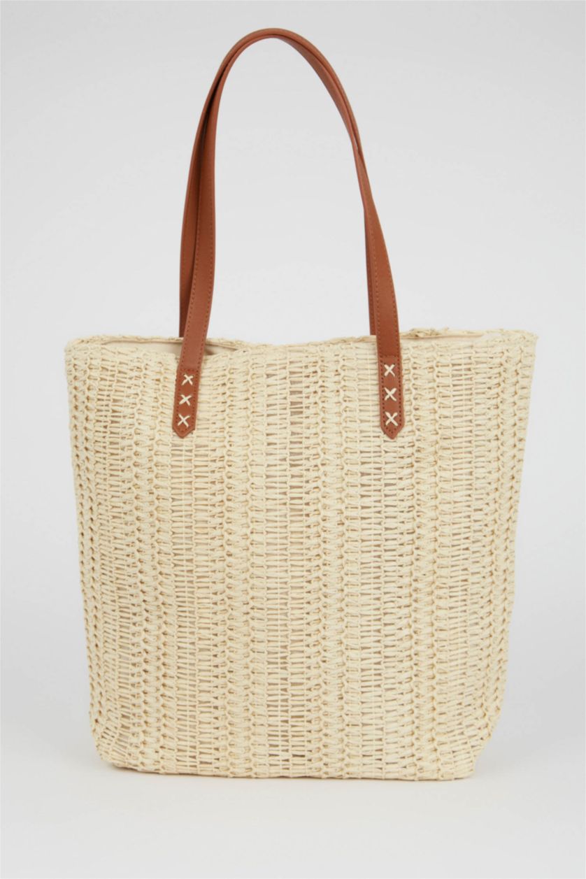 Kadın Kum Kadın Büyük Çapraz Hasır Çanta