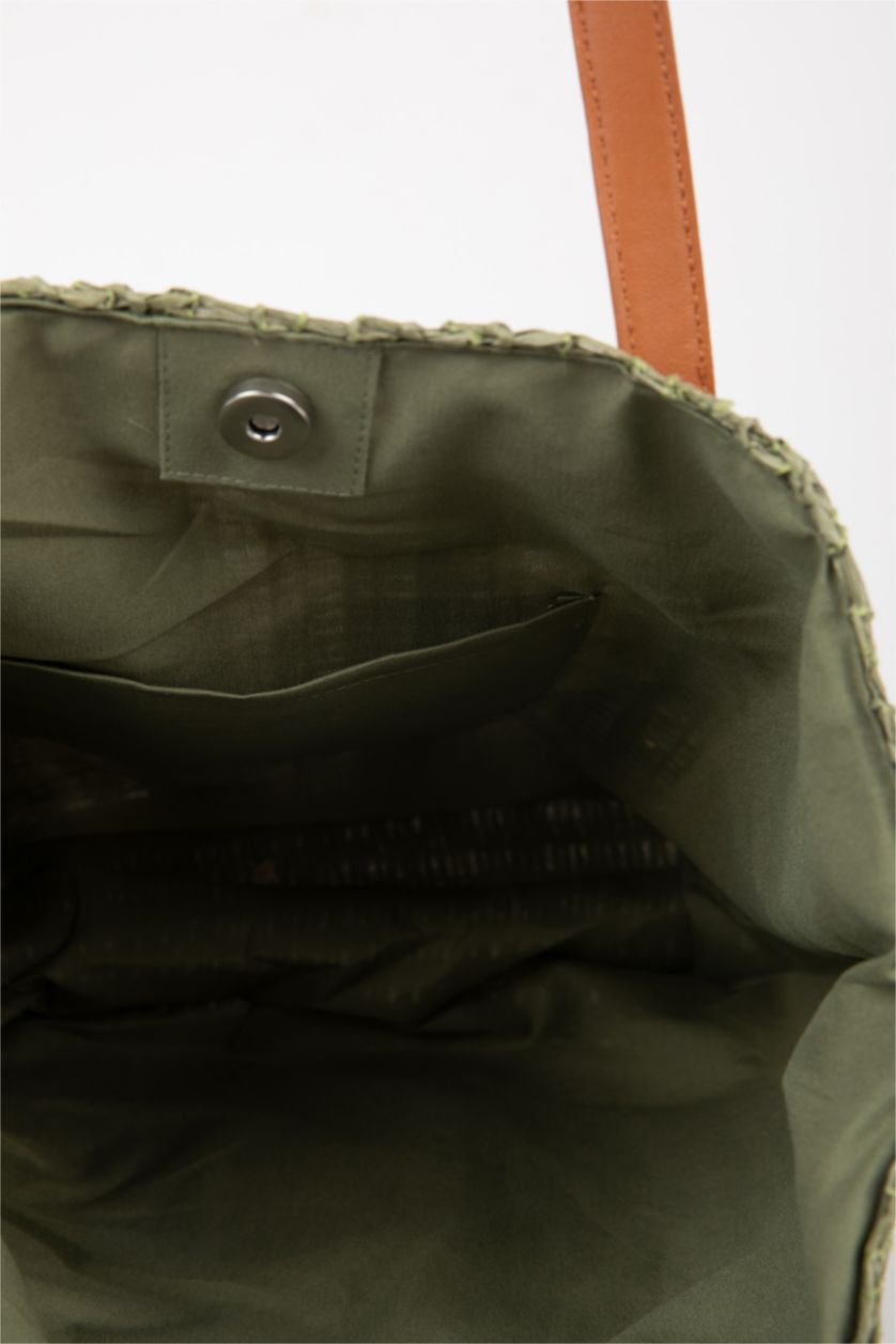 Kadın Haki Kadın Büyük Hasır Çapraz Çanta