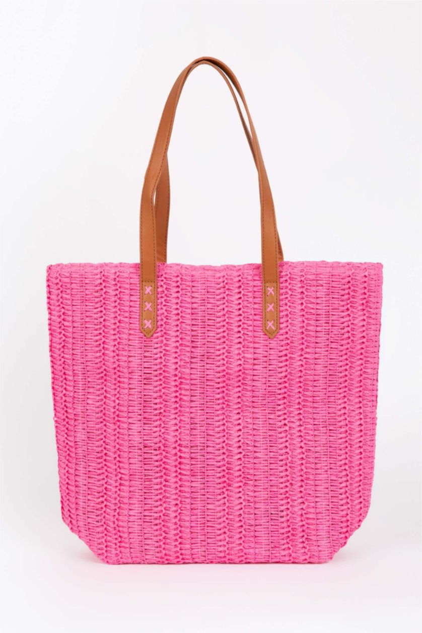 Kadın Pembe Hasır Çapraz Çanta