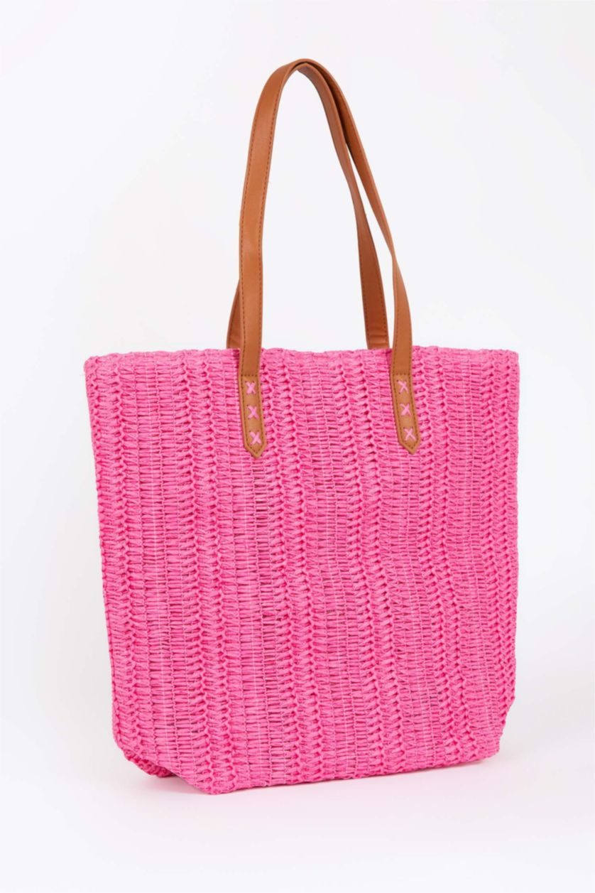 Kadın Pembe Hasır Çapraz Çanta