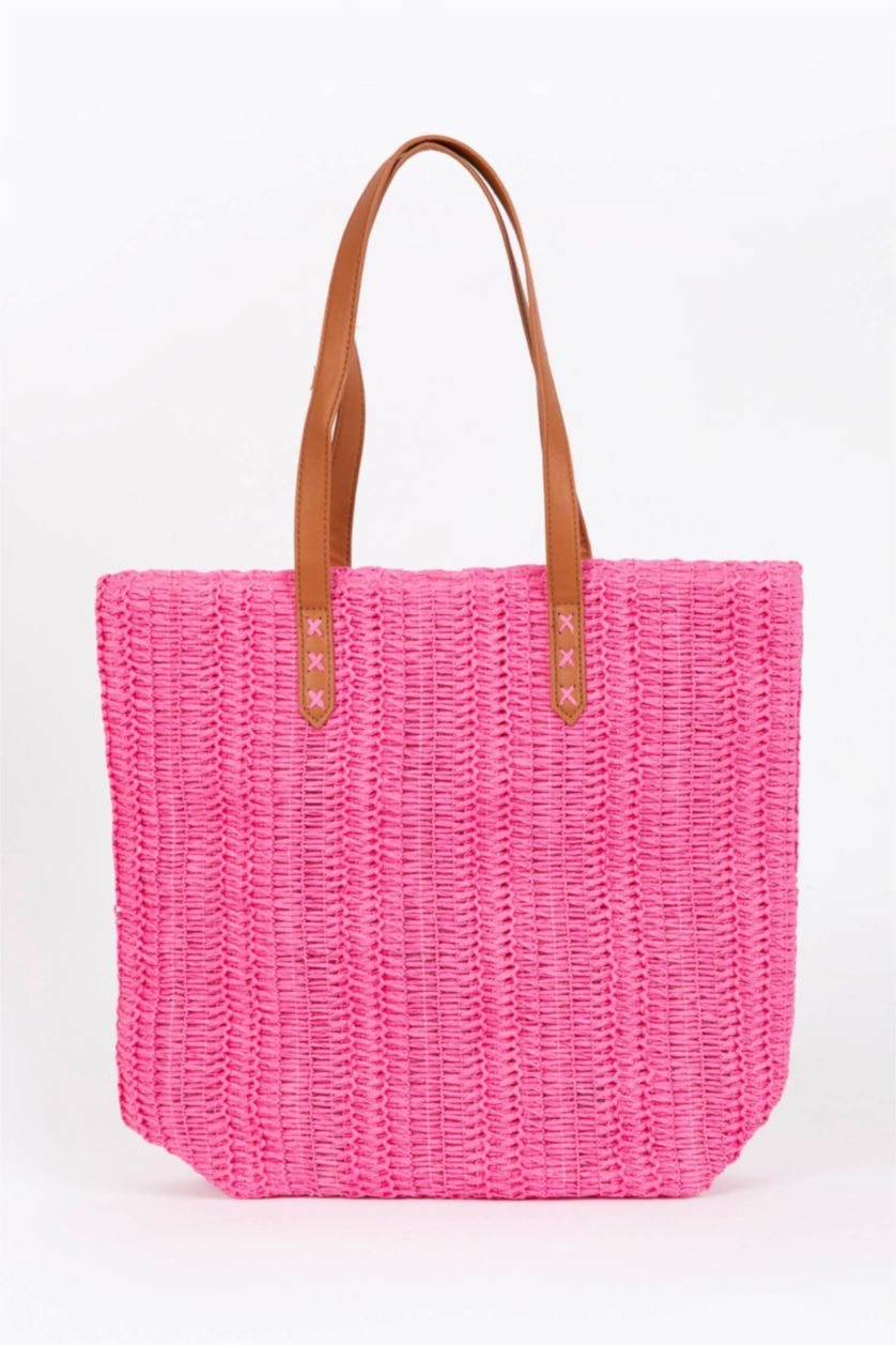 Kadın Pembe Hasır Çapraz Çanta