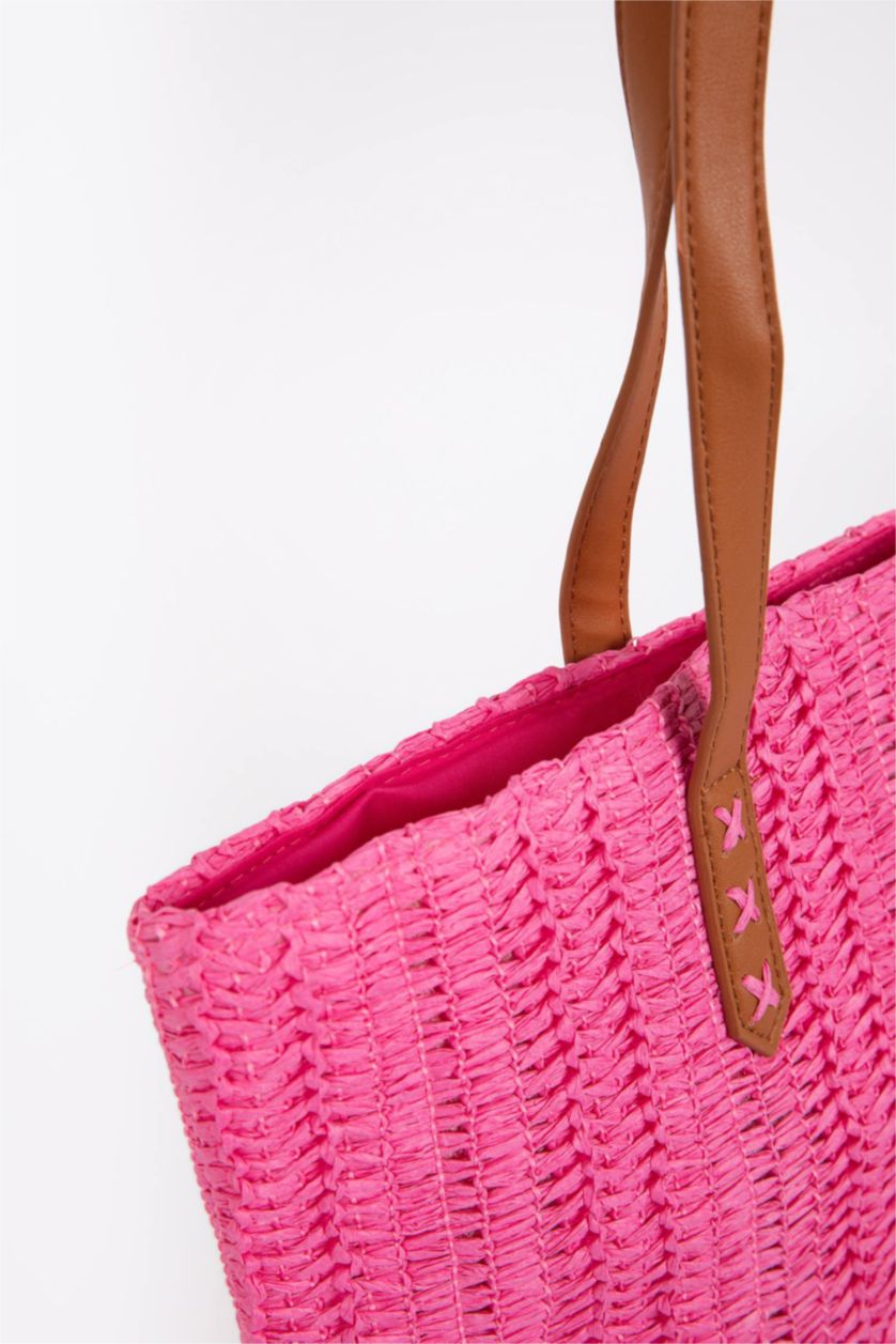 Kadın Pembe Hasır Çapraz Çanta