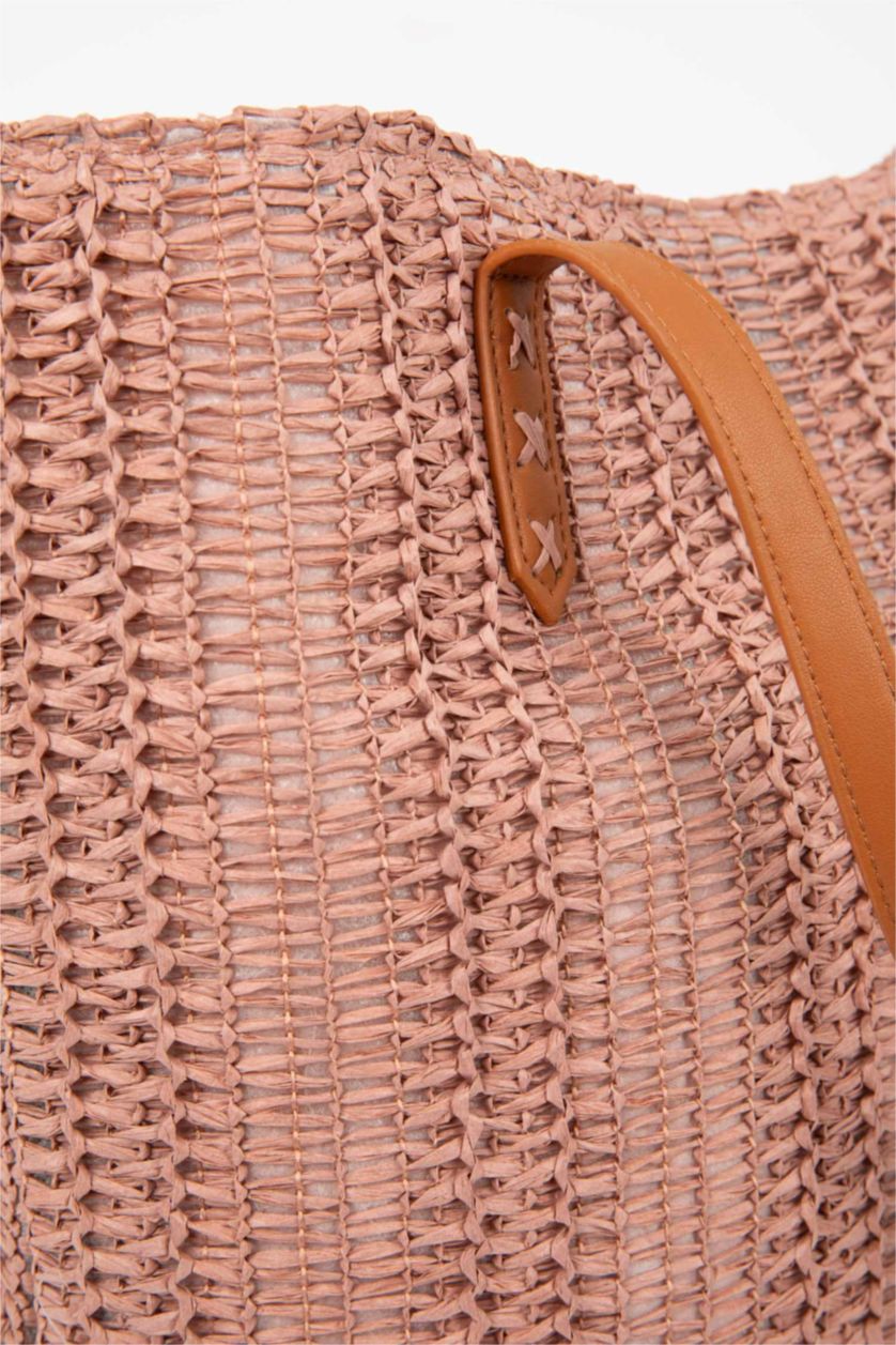 Женщины Светло-розовый Сумка из саломки для женщин