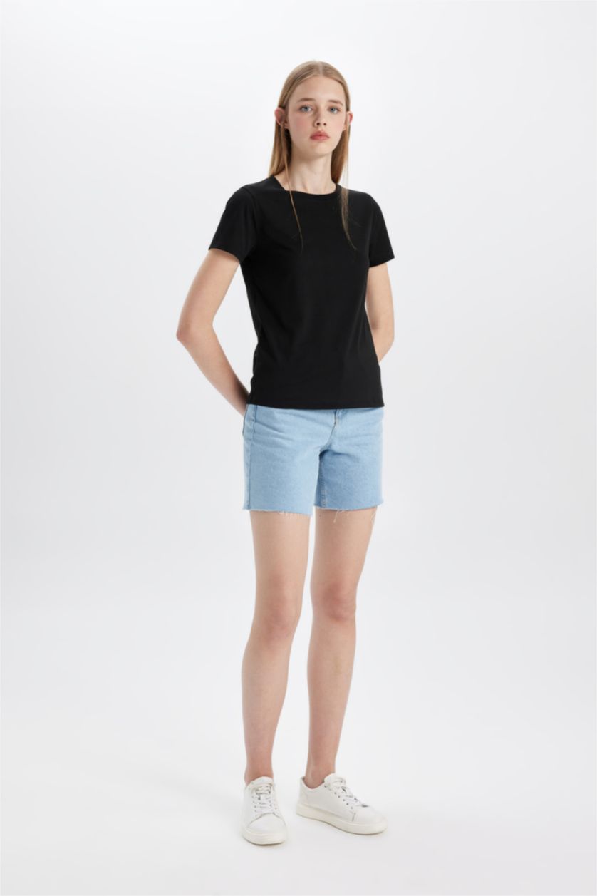 Women Black Regular Fit Short Sleeve T-Shirt