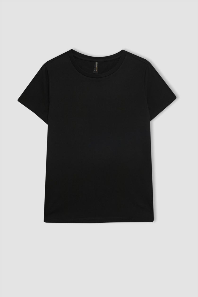 Women Black Regular Fit Short Sleeve T-Shirt
