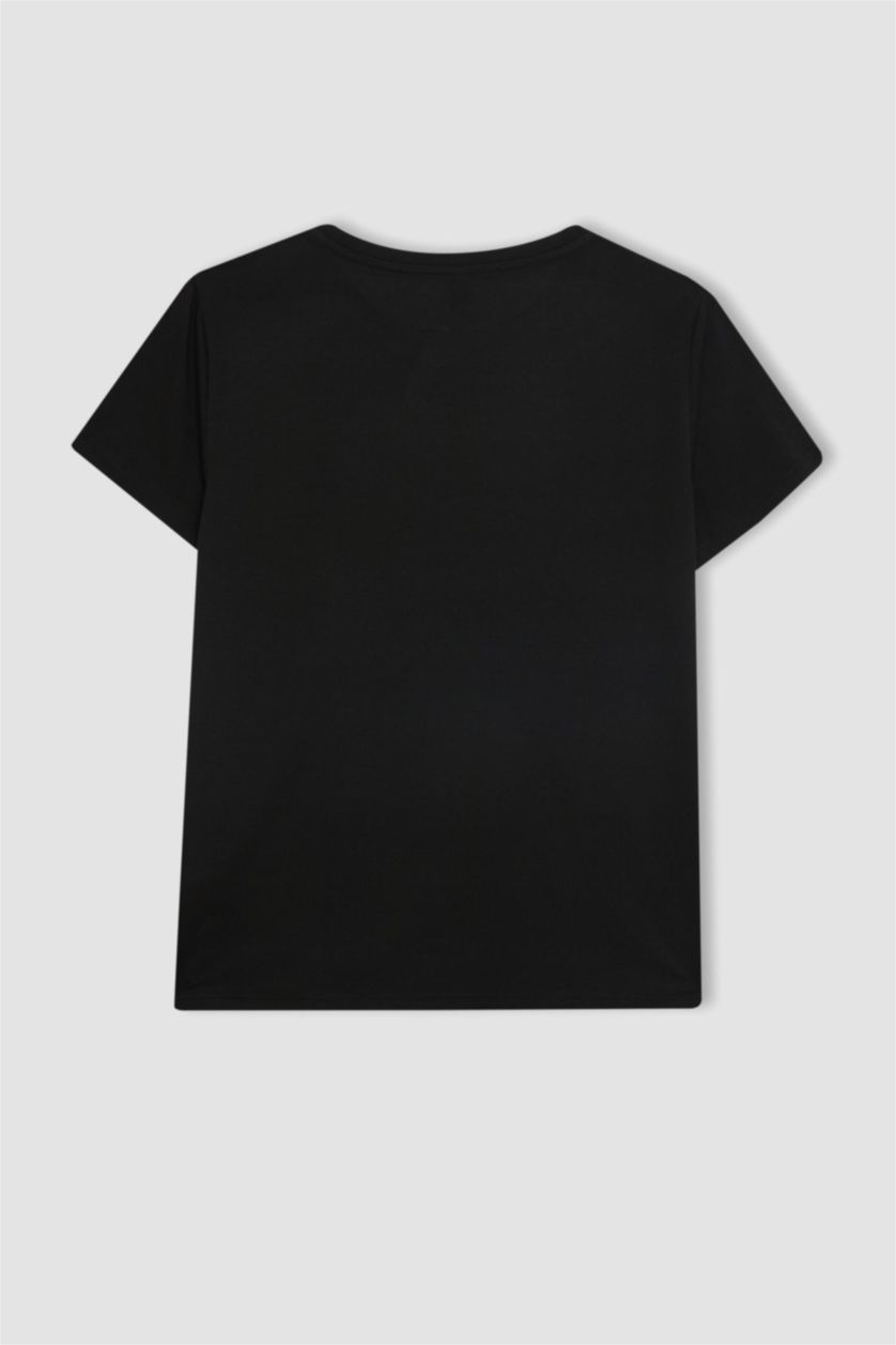 Women Black Regular Fit Short Sleeve T-Shirt