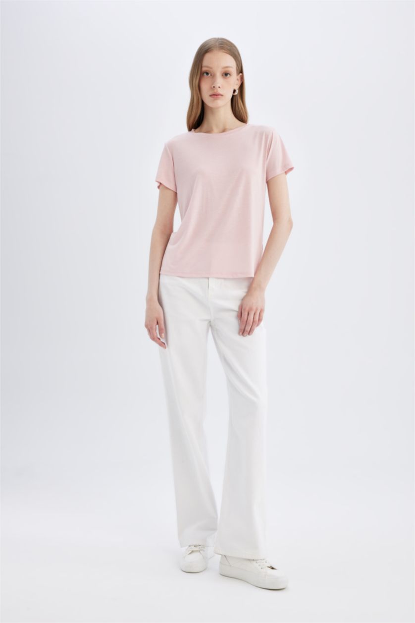 WOMAN Light Pink Regular Fit Short Sleeve T-Shirt