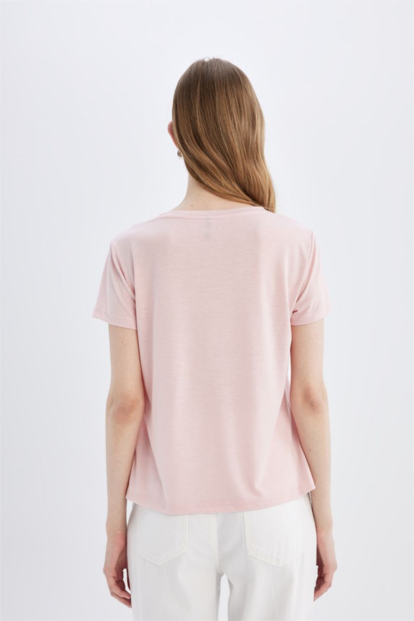 WOMAN Light Pink Regular Fit Short Sleeve T-Shirt