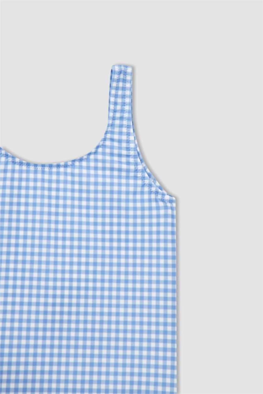 بنات أزرق فاتح مايو سباحة بناتي قطني مكشكش