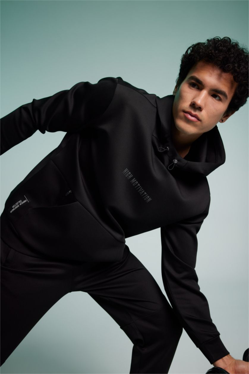 HOMME Noir Defacto Fit Sweat-Shirt À Capuche Coupe Standard Sportsman