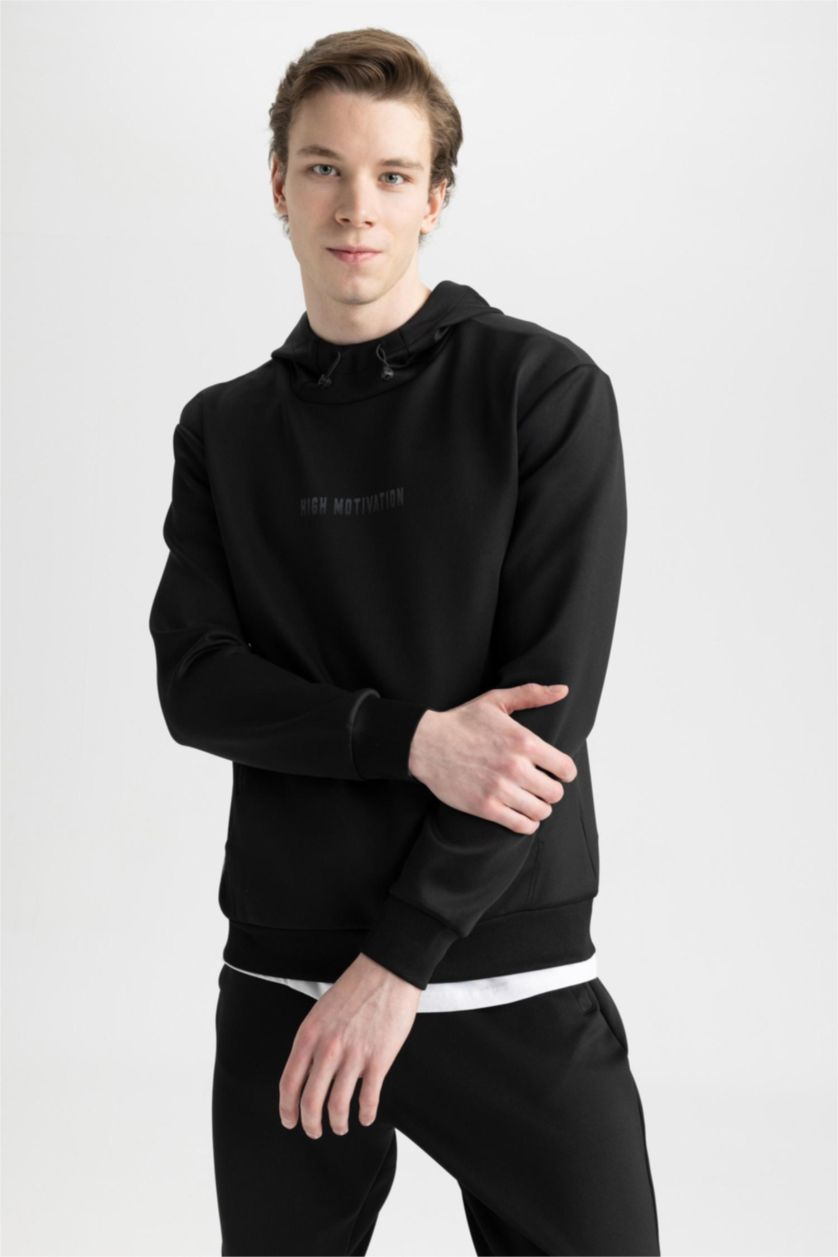 HOMME Noir Defacto Fit Sweat-Shirt À Capuche Coupe Standard Sportsman