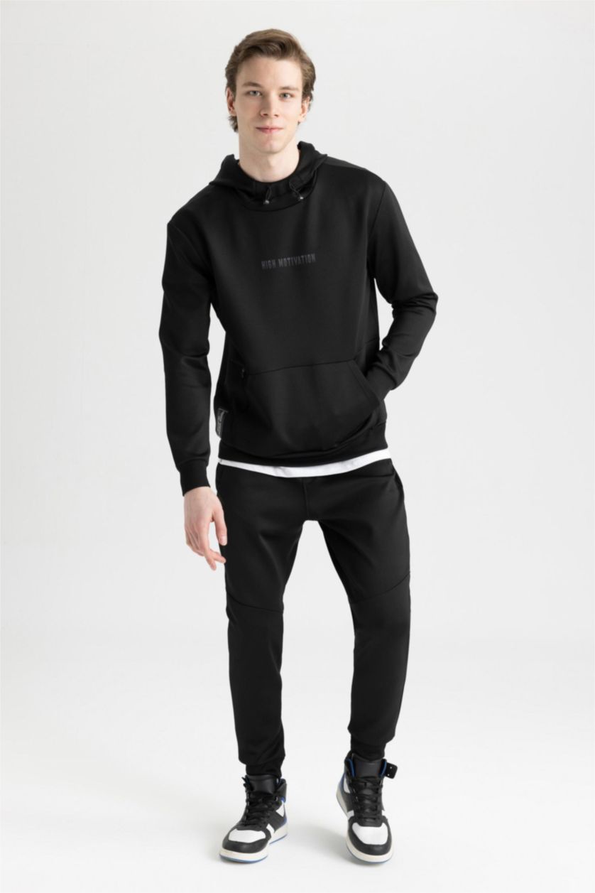 HOMME Noir Defacto Fit Sweat-Shirt À Capuche Coupe Standard Sportsman