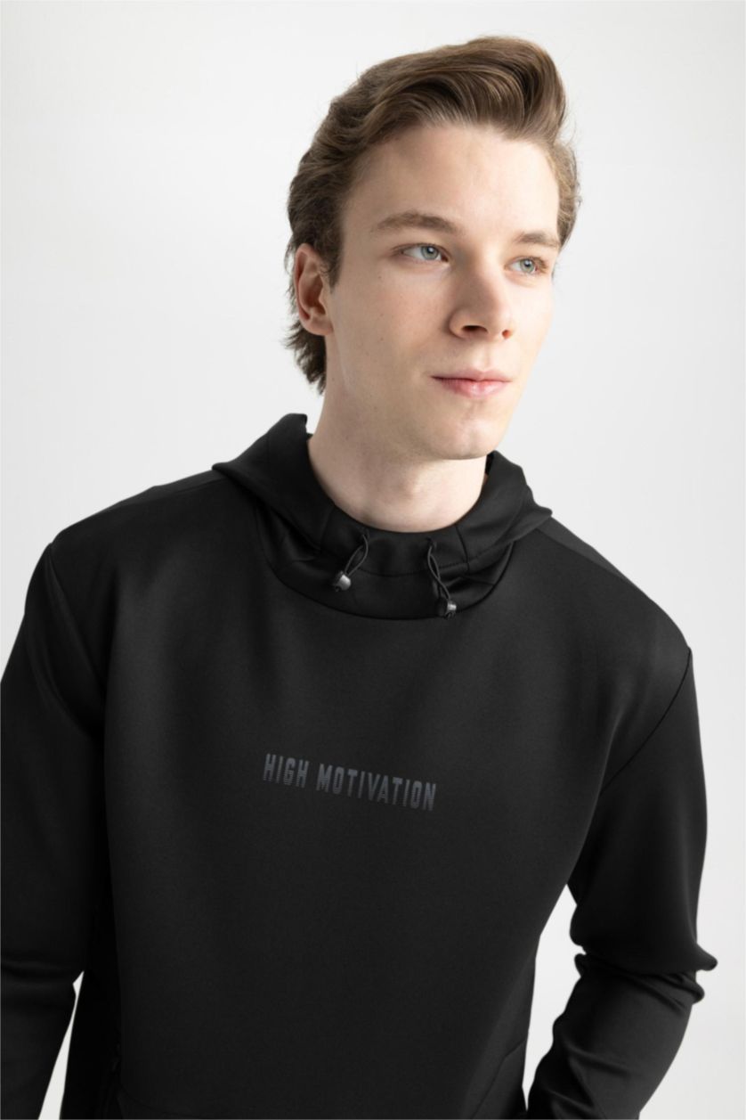 HOMME Noir Defacto Fit Sweat-Shirt À Capuche Coupe Standard Sportsman