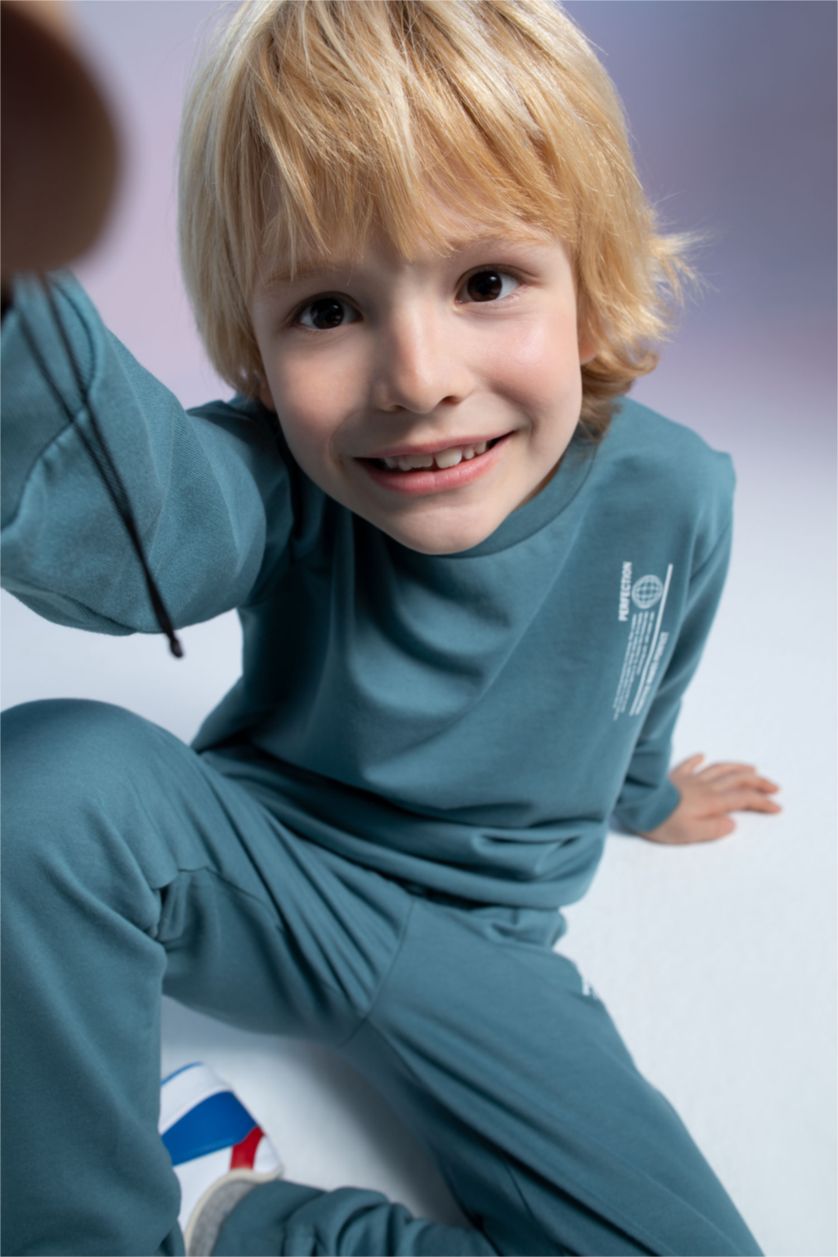 GARÇONS Vert Costume 2 pièces imprimé à slogan et col ras du cou pour garçon