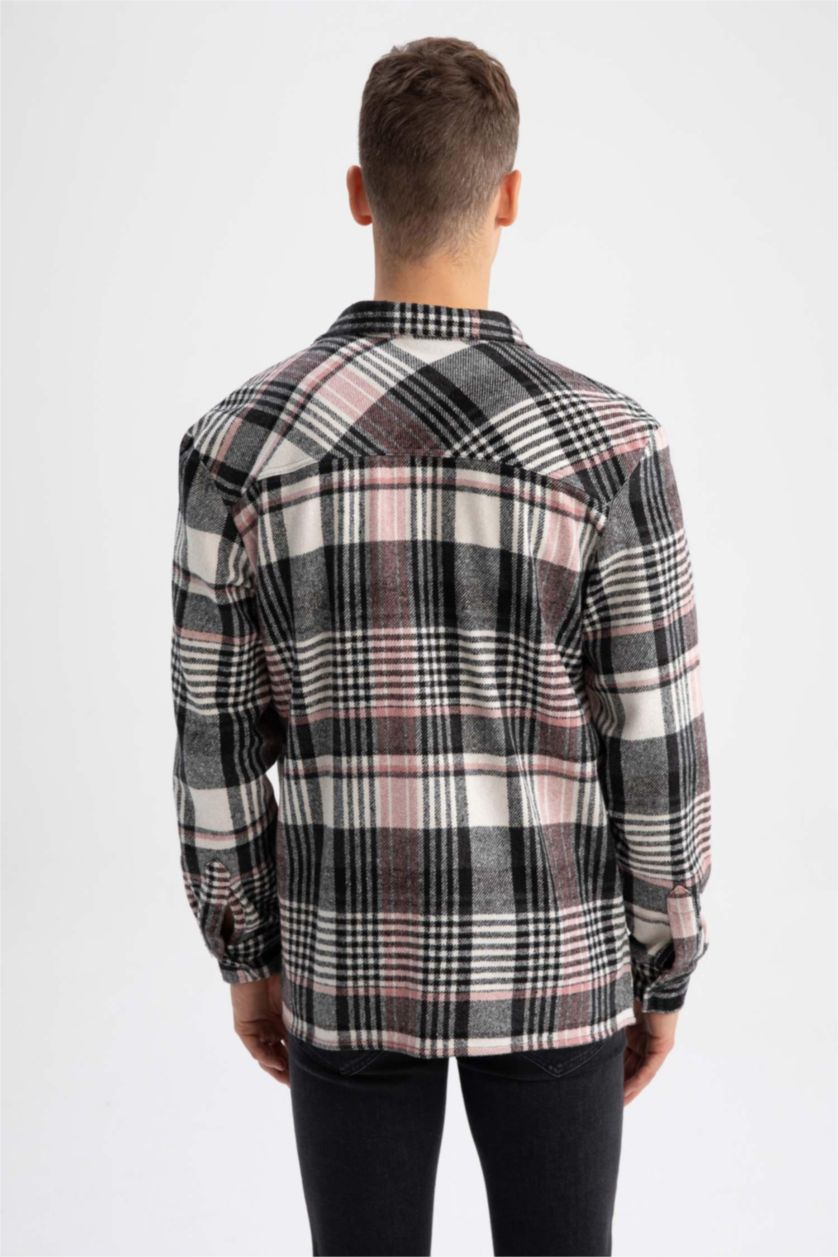 Ерлер Жеңіл сирень қалыпты пішім чек Ұзын жеңді көйлек