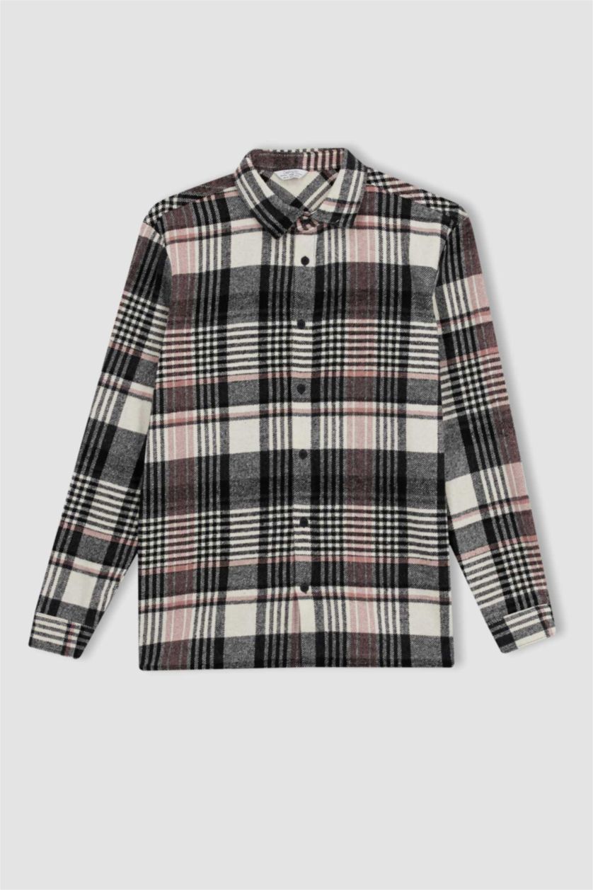 Ерлер Жеңіл сирень қалыпты пішім чек Ұзын жеңді көйлек